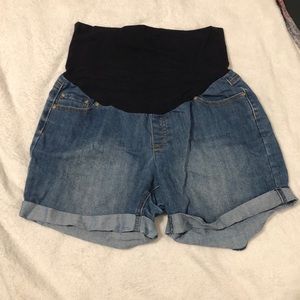 Maternity denim shorts